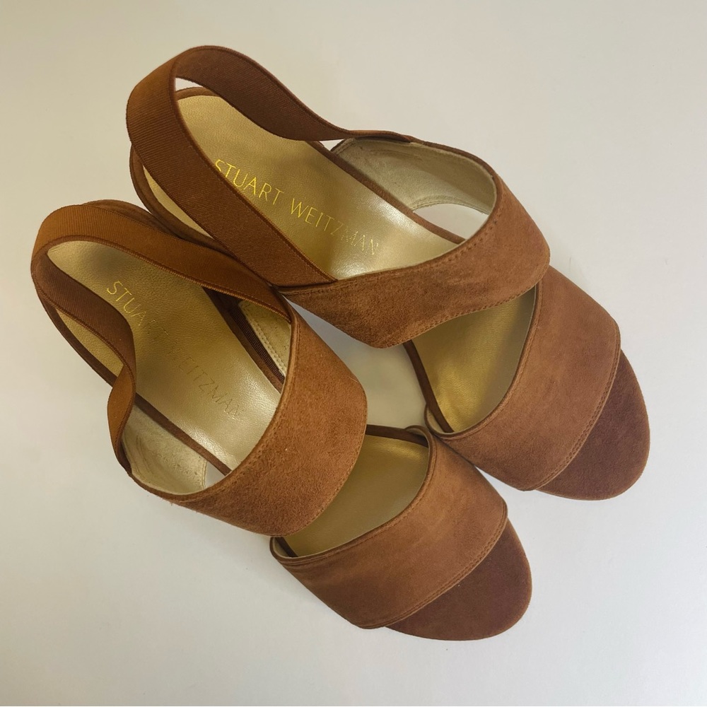 Stuart Weitzman Access Tan Suede Sandals Size 8.5 - Picture 3 of 7
